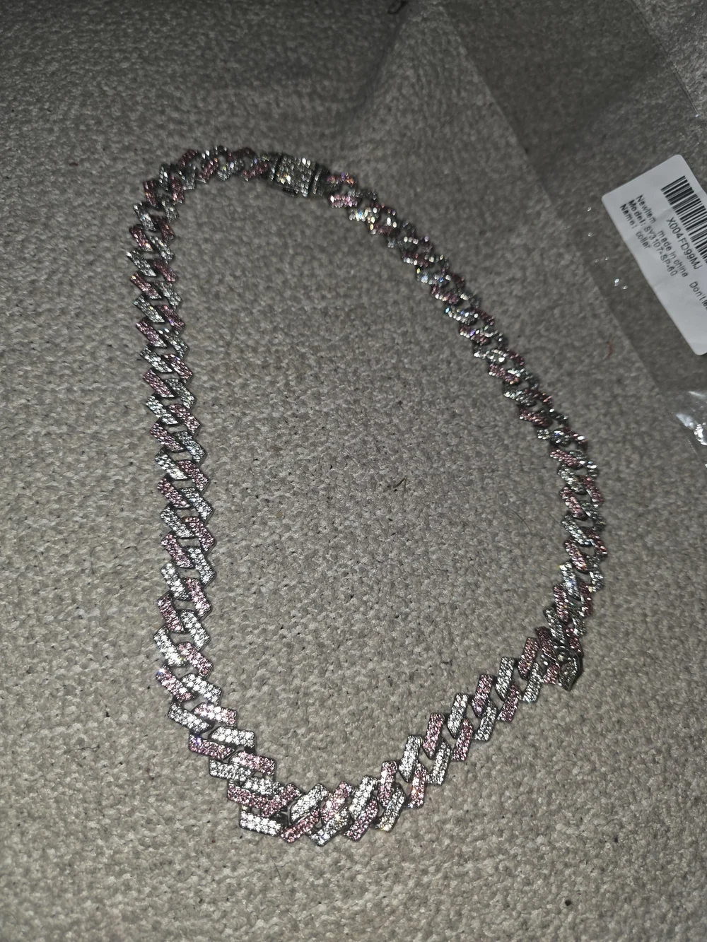 Braided Sparkle Dog Necklace Collar - Pink & Silver 24 Inch